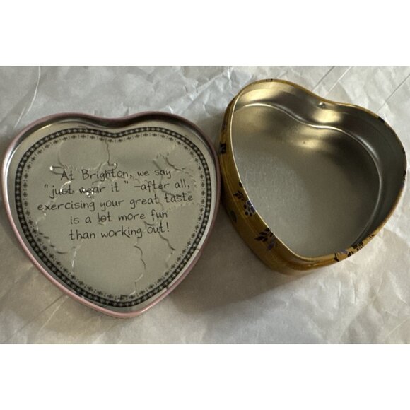 Brighton Jewelry Gift Box Metal Floral Tin Heart Empty Storage 3.5" x 3.5" NEW Y - Picture 2 of 8